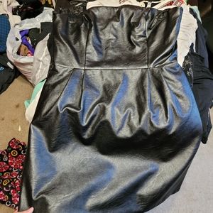 Black faux leather dress